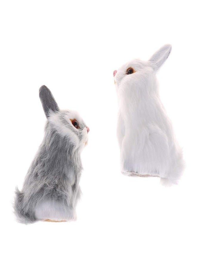 GUDVES Mini Realistic Cute Plush Rabbits Fur Lifelike Animal Easter Bunny Simulation Toy Model Gift Miniatures Decorations, Gray (Rabbit Plush Toys) - Image 5